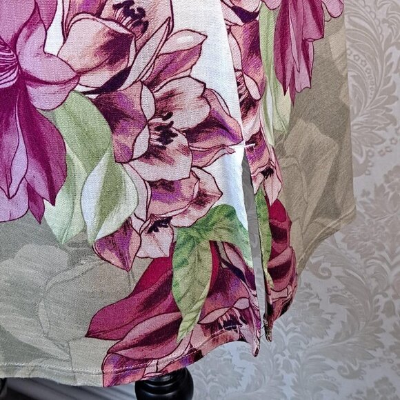 Soft Surroundings Size Small Floral Print Tunic 3/4 Sleeves Cream/Pink/Green EUC - Picture 6 of 15